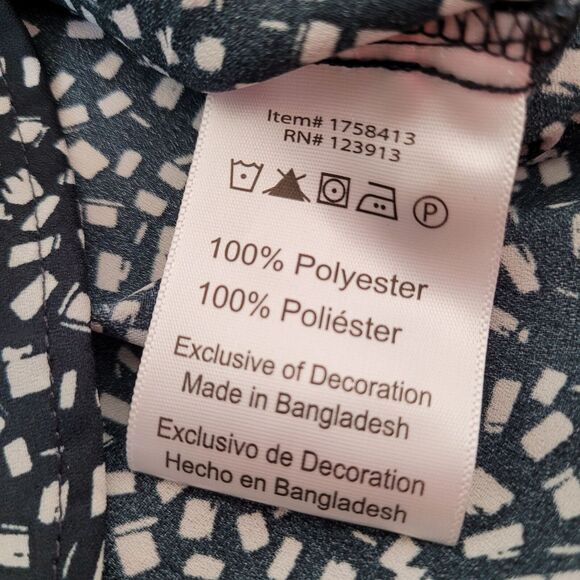 Jachs Girlfriend Women's Black & White Printed 3/4 Sleeve Hidden Button Blouse S - Picture 10 of 15